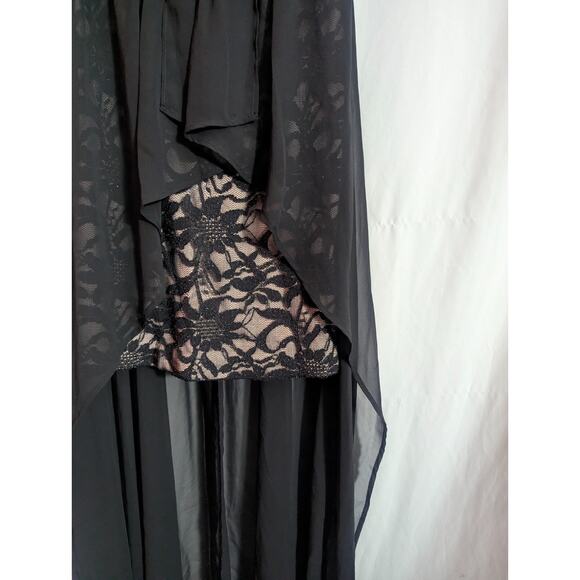 MORGAN & CO Black Lace & Chiffon Hi Low Formal Dress Size 3/4 A1 - Picture 3 of 8